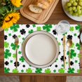thumbnail image 4 of St Patricks Day Placemats Set of 8, Spring Country Green Black Shamrock Placemats for Dining Table, Place Mats for Kitchen Tabletop, Waterproof Wipeable Dining Table Mats Set, 4 of 9