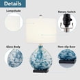 thumbnail image 5 of Maxax 23" Coastal Table Lamp，3-Way Dimmable Blue Glass Bedside Lamp with White Drum Shade for Living Room Bedroom, 5 of 6