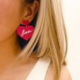 thumbnail image 4 of Cute Love Heart Drop Dangle Earrings Acrylic Lover Double Hearts Dangling Earring for Women, 4 of 6