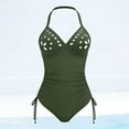 thumbnail image 3 of Enjoytime One Piece Swimsuit Women Print V Neck Tummy Control Bathing Suit Crisscross Back Modest Swimwear, 3 of 8