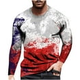 thumbnail image 2 of COSFO Long Sleeve Men Shirts Red Casual Crew Neck Pullover Graffiti Tee Shirts Mens, 2 of 5