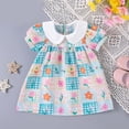 thumbnail image 2 of Gubotare Flowy Girls Dress Toddler Baby Girl Day Outfit Fly Sleeve Embroidery Smocked Dress Playwear Plaid Princess Dress Size 18-24 Months (Green,18-24 Months), 2 of 5