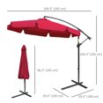 thumbnail image 3 of Outsunny Parasol Déporté Suspendu de Patio 9 Pi, Parasol Cantilever, Rouge, 3 of 10
