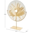 thumbnail image 3 of 16" x 22" White Polystone Cutout Round Disk Leaf Sculpture with Gold Stand, by DecMode, 3 of 9