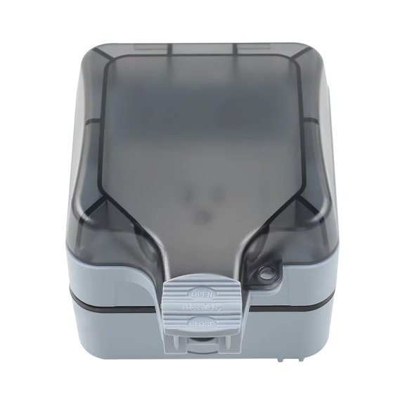 GHRTGR-Outdoor Power Outlet, Waterproof Weatherproof IP66 US Electrical Outlet Box, 15A 110-250V Outdoor Plug Socket, Lockable Socket with Clear Cover for Garden Outdoor Indoor (Single Plug Socket)
