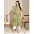 thumbnail image 3 of Janasya Indian Women's Green Cotton Block Printed Gathered Maternity Kurta, 3 of 5