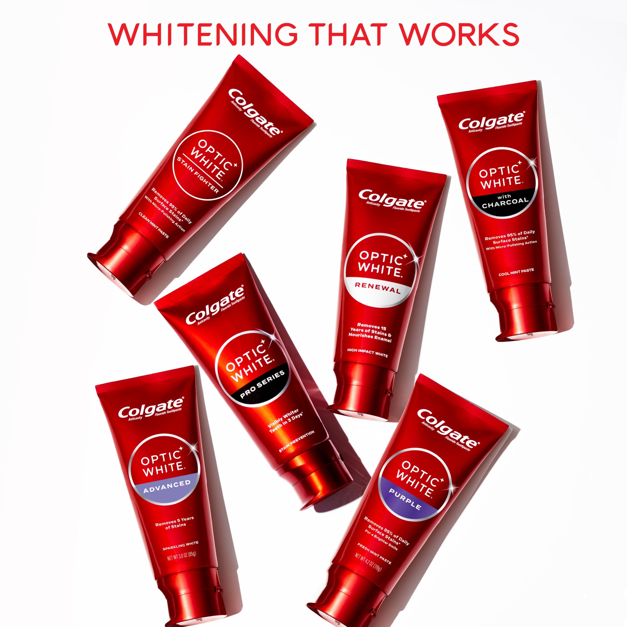 Colgate Optic White Stain Fighter Teeth Whitening Toothpaste Pack, Clean Mint, 6 oz, 2 Pack