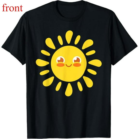 Women's Sunshine Smile Tee Top Casual Cute Summer Graphic Lovely Daily Short Sleeve Round Neck Black S-5XL