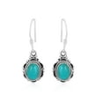 thumbnail image 2 of Natural Turquoise Oval Gemstone Handmade 925 Sterling Silver Dangle Earrings | Vibrant Blue Jewelry, 2 of 6