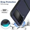 thumbnail image 6 of SaniMore for Samsung Galaxy Z Flip 4 Ultra-Thin Two-Layers Protection Case, Rugged PC Back & Flexible TPU Military Grade Shockproof Heavy Duty Protective Case for Samsung Z Flip 4, Darkblue, 6 of 6