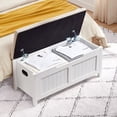 thumbnail image 6 of 39.4" Storage Chest, Wooden Storage Bench, Flip-Top Toy Chest with 2 Safety Hinges, for Entryway, Bedroom, Living Room, White, 6 of 7