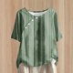thumbnail image 2 of Tops de Lino para Mujeres Imprimir Suéter Cuello Redondo Manga Corta Superior Poliéster, Blusa de Moda Casual para la Primavera Y el Verano, 2 of 5