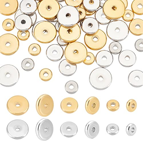 Shop DICOSMETIC 300pcs 5 Styles 304 Stainless Steel Spacer Beads Flat Round  Beads Square Beads Ring Shaped Beads for Jewelry Making for Jewelry Making  - PandaHall Selected