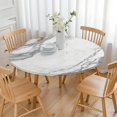 thumbnail image 3 of White Gray Rose Gold Marble Pattern Round Fitted Tablecloth with Elastic Edge,Dining Table Cover Waterproof,Outdoor Round Tablecloth for Camping,Dining,Indoor and Outdoor, 3 of 7