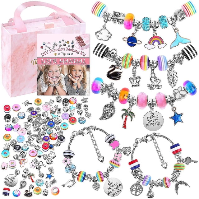 Kit para hacer pulseras con dijes para niñas, kit para hacer joyas diy para niños