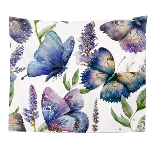 Tapicería de pared con flores y mariposas, microtela, 150 x 130 cm