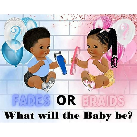 Whimsical Practicality's Fades or Braids Gender Reveal Edible Icing Image Cake Topper-1/4 Sheet or Larger