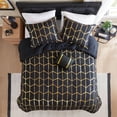 thumbnail image 2 of Regency Heights Twin/Twin XL Size Comforter Set, 3-Piece Bedding Set for All Seasons, Geometric Metallic Comforter Bed Set with Decor Pillows,Black/Gold, 2 of 8