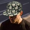thumbnail image 6 of Floral & Skull Snapback Hat – Gothic Bloom Flat Brim Cap, Unique Streetwear Style, 6 of 8