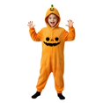 thumbnail image 3 of Kids Pumpkin Onesie Halloween, Orange Face Warm Jumpsuit for Boys and Girls, 3 of 5