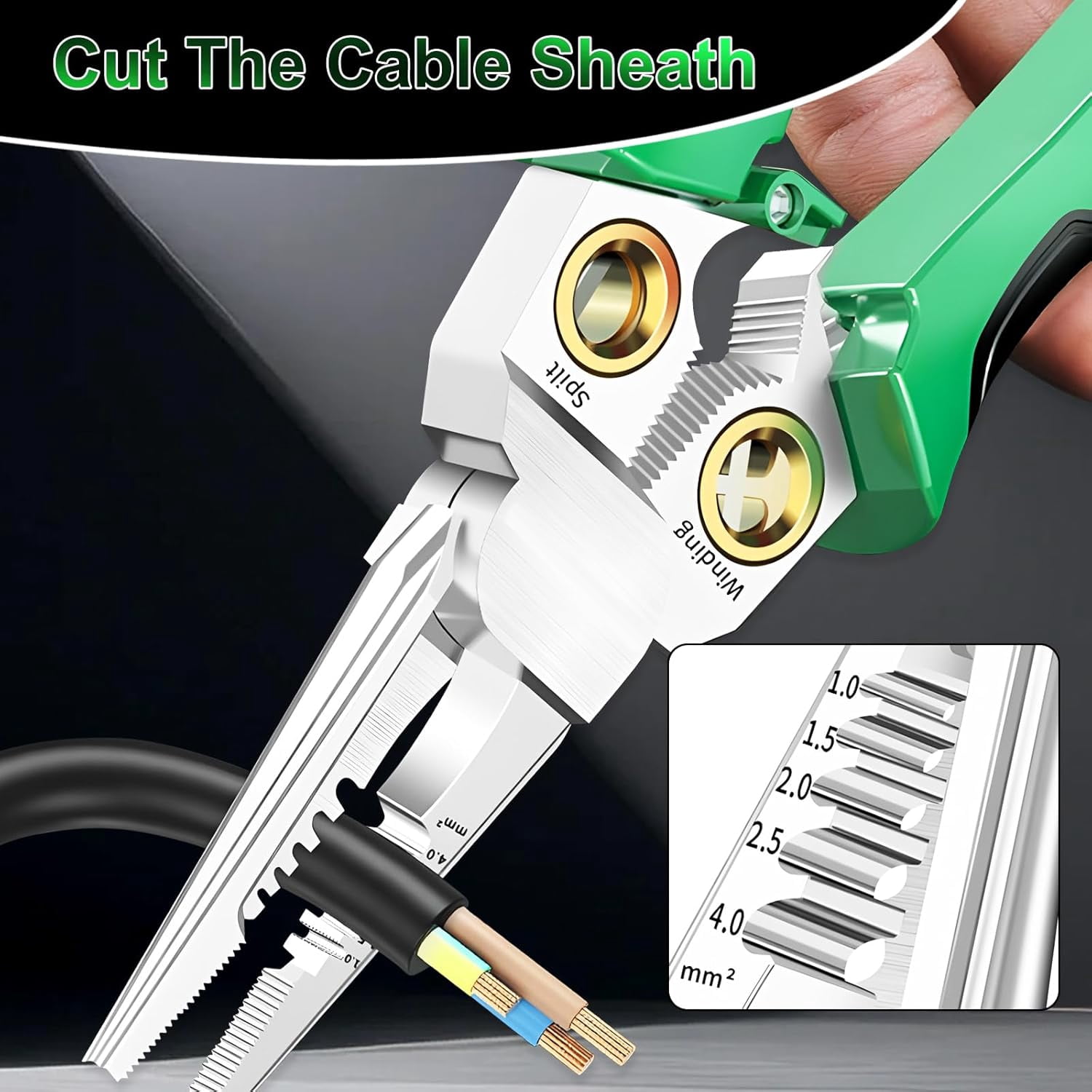 ABCISI 8 in 1 Wire Stripper with Voltage Tester, Multi-function Electric Wire Stripper Electrician's Pliers, Wire Stripping Tool for Cutting and Pulling Pliers, Electrician Repair Tool