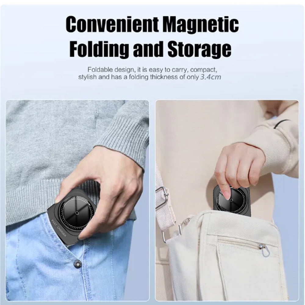 100W 3-in-1 Magnetic Foldable Wireless Charging Station for Smartphones Smartwatches & Earbuds-Black