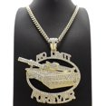 thumbnail image 3 of Hip Hop Iced Gold Plated Cubic Zirconia NO LIMIT FOREVER TANK Large Pendant & 6mm 30" Cuban Chain Necklace Fashion Gift, 3 of 4