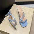 thumbnail image 6 of Sandals for Women 2025, Xunlbb High-heeled Sandals Female Summer Fashion High Heels Summer Fine Heel Sandals Slippers Female Open-toe Outside Wear Sandals(Blue,Size:35), 6 of 6