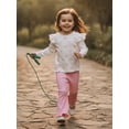 thumbnail image 6 of BemeyourBBs 2Pcs Toddler Baby Girl Valentines Outfit Ruffle Long Sleeve Crew Neck Heart Print T Shirt and BellBottom Flare Pants Set, 6 of 9