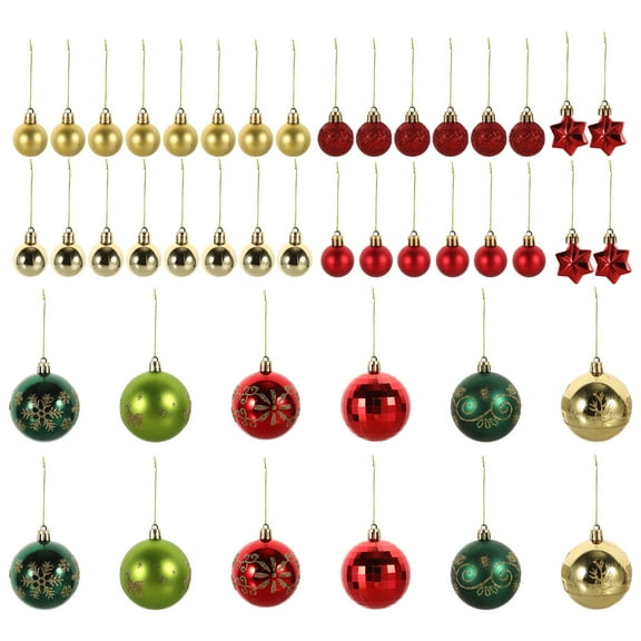 44pcs Red Green Gold Glitter Shatterproof Christmas Tree Ornaments