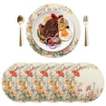 thumbnail image 5 of Ryvnso Flowers on Yellow Round Plate Mats Dining Table Placemat Set of 4 for Holiday Decoration, 5 of 7