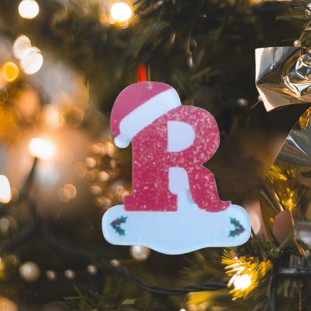 Fiudx Colgante de Letra Navideña, Diseño de 26 Letras, Gorro Navideño Rojo y Blanco, Material de Pvc, Decoración para Árbol de Navidad, Opción de Regalo Personalizado, 10 X 7,5 Cm, Ideal para Familia