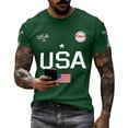 thumbnail image 2 of 250th Anniversary USA Shirt Crewneck Short Sleeve Commemorative Tee Casual Independence Day Mens Graphic T-shirts Green XL, 2 of 6