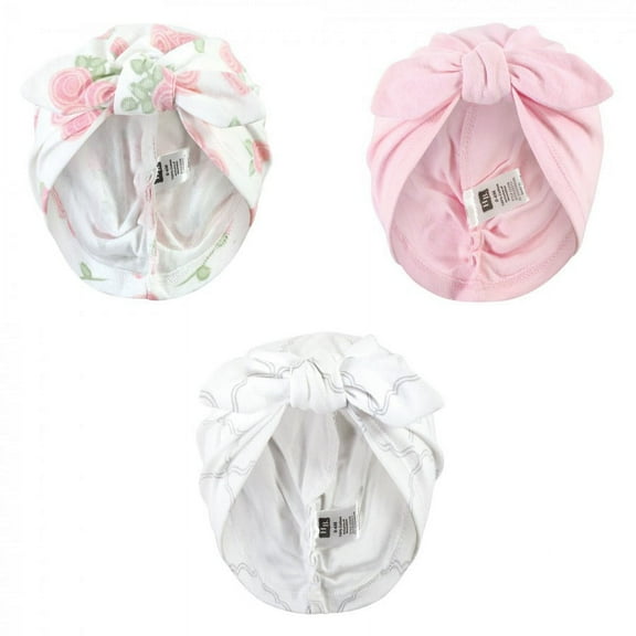 Hudson Baby Baby Girl Turban Cotton Headwraps, Rose, One Size