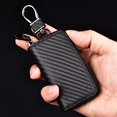 thumbnail image 2 of HAHDAXIA Kinzd Car Keychain Holder Carbon Fiber Leather Car Smart Key Chain Holder Metal Hook Keyring Wallet Zipper Bag for Vehicle Keyless Entry For Men's Car Key Case Remote Key Fob, 2 of 7