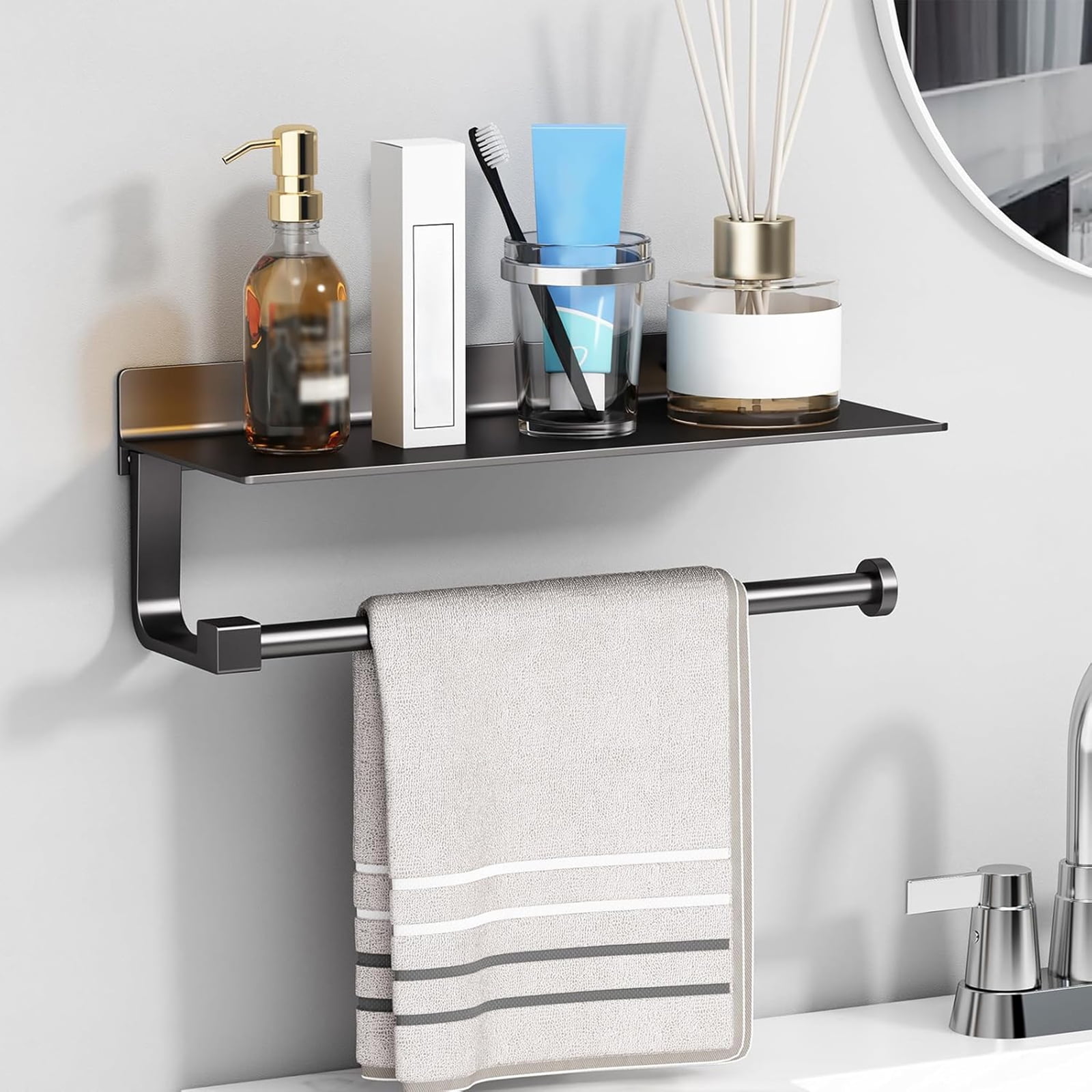 Paper Towel Holder,Paper Towel Holder Wall Mount,Under Cabinet Paper Towel Holder Suitable For Bathrooms/Kitchens, Condiments, Paper Towels, Paper Towel Holder With Shelf