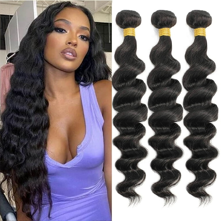 12A Grade Brazilian Virgin Loose Wave Hair 3 Bundles 12 12 12 300g 100%  Unprocessed Virgin Brazilian Remy Loose Deep Wave Human Hair Weave Bundles