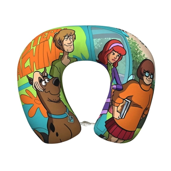 Lsque Scooby-Doo Print Travel Pillow Memory Foam - Head Neck Support Airplane Pillow U-Shaped Neck Pillow for Traveling, Car, Home, Office
