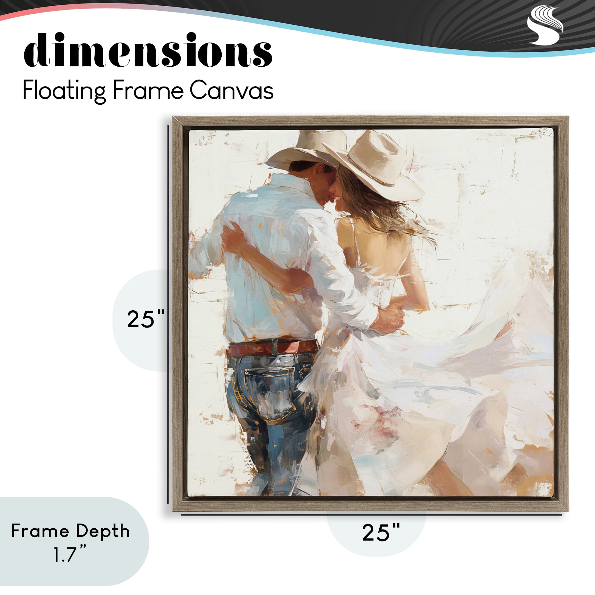 Stupell Industries Cowgirl Romance Couple Brown Framed Floater Canvas Wall Art, design by Tina LeCour
