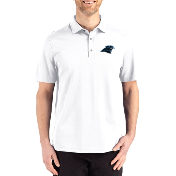 Men's Cutter & Buck White Carolina Panthers Big & Tall Advantage Refresh Epic Confidence Recycled Tri-Blend Pique Polo