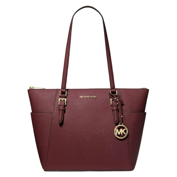 Bolso Michael Kors Charlotte, grande en la parte superior, con cierre, sangre de buey