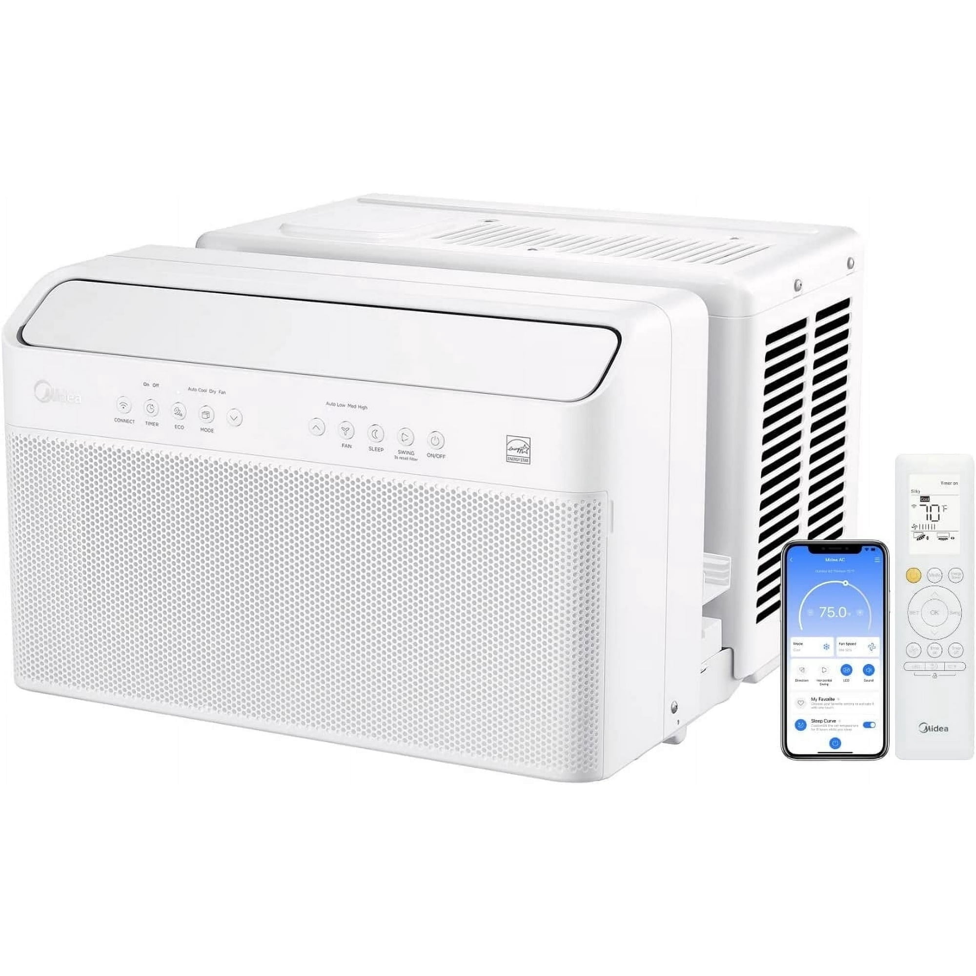 Midea 8,000 BTU Window Air Conditioner - Smart Inverter U-Shaped - Cools Up To 350 Sq Ft - Wi-Fi - White