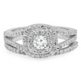 thumbnail image 3 of Dazzlingrock Collection 1.00 Carat (ctw) 10K Round Cut White Diamond Bridal Halo Engagement Ring Set 1 CT, White Gold, Size 8, 3 of 4