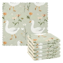 6 Packs Gooses with Flowers Kitchen Dish Towels Soft Absorbent Dish Cloths 11"x11"