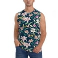 thumbnail image 2 of Lsque Lilies Flowers Print Men's Cotton Blend Sleeveless Muscle Shirts (S-3XL)- Moisture Wicking, Odor Protection, UPF 30+,Small, 2 of 8