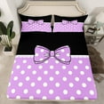 thumbnail image 2 of jejeloiu Ribbon Bow Tie Bed Sheets,Kawaii Polka Dots Bowknot King Sheets,Purple White Black Sheet Set For Teens,Luxury Bedroom Decor,4-Piece, 2 of 7