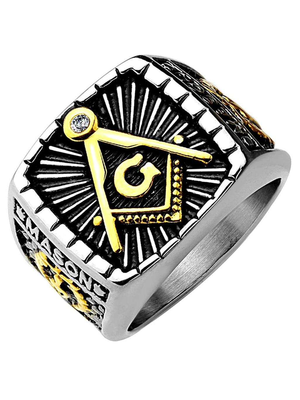 Black IP Tungsten Carbide Mens Mason Freemason Symbol Ring SIZE 9-13 