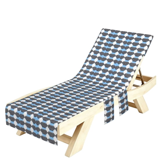 1 Pc Beach Chair Cover 30×85in Absorbent Non-Slip Easy To Handle Collapsible For Most Standard Beach Chair Loungechairs Lightsteelblue Retro Houndstooth_2