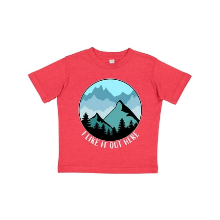 

Inktastic I Like It out Here Mountains in Blue Gift Toddler Boy or Toddler Girl T-Shirt