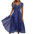 thumbnail image 2 of Robes Maxi Aguichant pour Femmes, Décontractées, à Manches Mi-Longues, d'Été, de Plage, Robe Soleil Hawaïenne, Coupe Évasée, Longue, 2 of 6